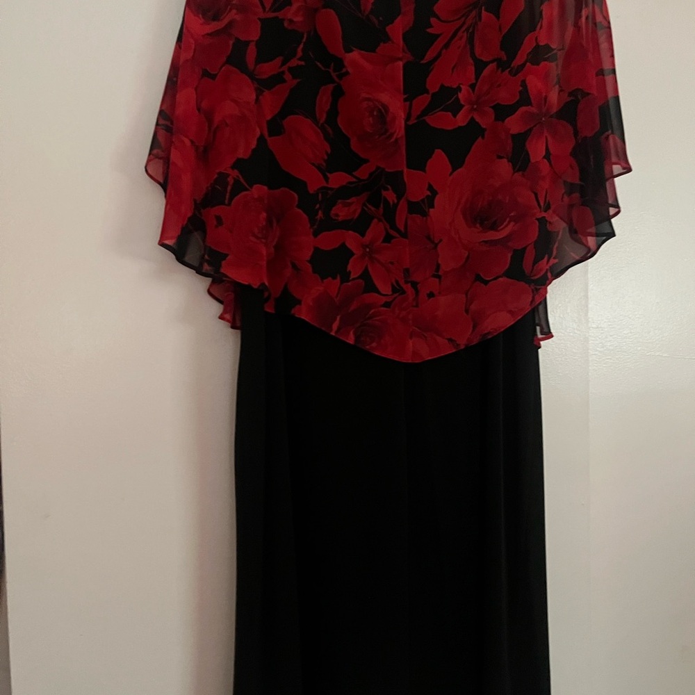 Connected Apparel Red and Black Asymmetrical Dress